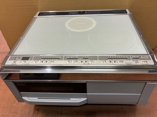 ※終了※三菱電機 IHクッキングヒーター CS-G321MS ビルトイン 2口IH＋ラジエント グリル付き ・約幅60cm×奥行き54.5cm×高さ24cm ※清掃済み！