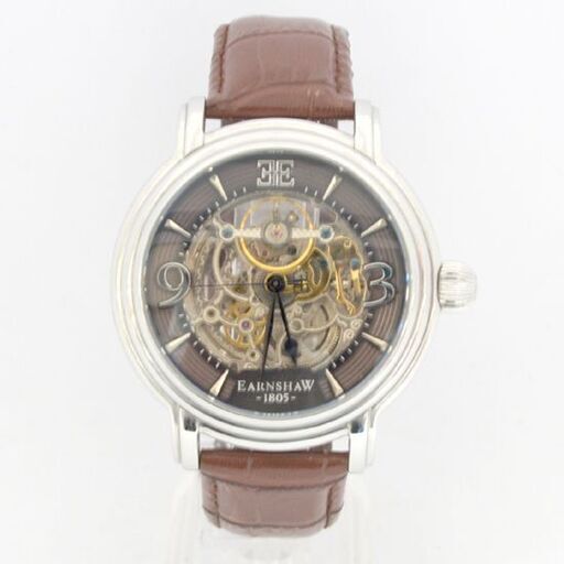 動作品 EARNSHAW 自動巻き腕時計 8011 3針 裏スケルトン オープン