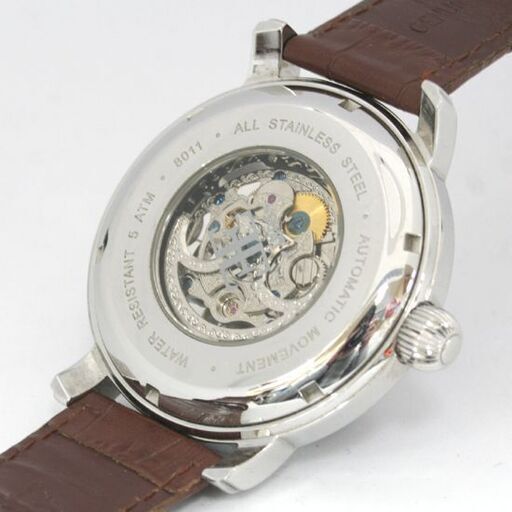動作品 EARNSHAW 自動巻き腕時計 8011 3針 裏スケルトン オープンハート 純正レザーベルト 札幌市 清田区 平岡