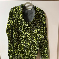 NIKE ナイキ パーカー アウターフード フルジップ ジップアップ 総柄 派手 イエロー 希少 レア カジュアル 綺麗 美品の画像