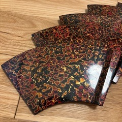 津軽塗　5枚セット　扇子型のお皿の画像