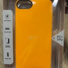 【iPhone SE用】新品未使用　蛍光オレンジ　スマホケース　画面保護シートの画像