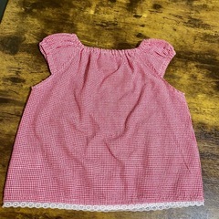 【美品】【95】赤　ギンガムチェック　トップスの画像
