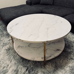 定価約1.4万円【LOWYA】大理石柄ラウンドテーブル極美品⭐️の画像