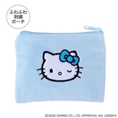 【新品】mini　3月号　付録　キティ　ふわふわ刺繍ポーチ&ミラーチャームの画像