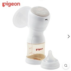 ピジョンさく乳器 電動 handy fit+ 【搾乳機/pigeon哺乳瓶2本/母乳保存パック/未使用乳首Mサイズつき】の画像
