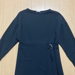 GU ロング ドルマンスリーブ ワンピース 黒 長袖 ゆったり Sサイズの画像