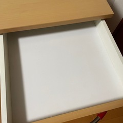 Garage（ガラージ）ワゴン3段 サイドキャビネット ナチュラル（取っ手：レッド）の画像