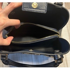 マイケルコース 2WAYバッグ ネイビー レザー ハンドバッグ ブラックの画像