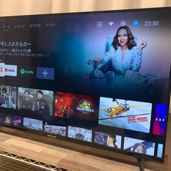 Android 4K　TV 43型、テレビ台の画像