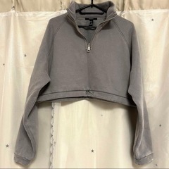 Lサイズ クロップド丈 スウェットハーフジップの画像