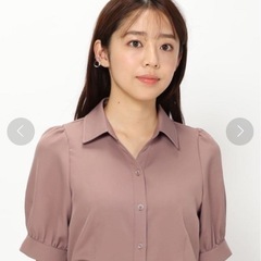 未使用　ミッシュマッシュ　パフ袖シャツスカートセットアップ　モカの画像