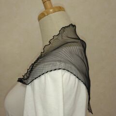 ストール　ブラック×シワ加工①の画像