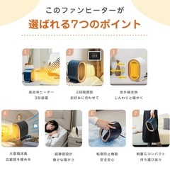 【新品】ミニファンヒーター 静音 小型 省エネ 転倒オフ機能付き ホワイト コンパクトの画像