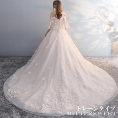ウェディングドレス　花　オフショルダー　Aライン　前撮り　二次会　の画像