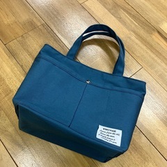 【ハンドメイド】帆布トートバッグ アッシュブルー ペットボトルホルダー付き1023新品未使用の画像