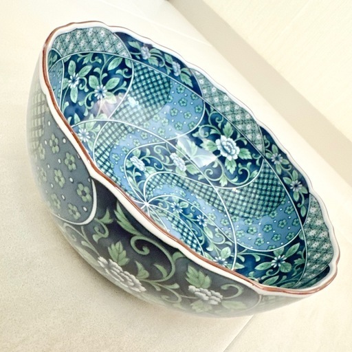 新品】前畑陶器 光輪シリーズ 庫山窯 大鉢 盛り鉢 花柄 廃盤品