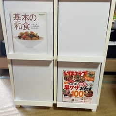 マガジンラック ホワイト 2×2段 収納家具 本・雑誌・マンガ等 目隠し収納の画像