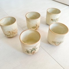 【ネット決済・配送】  たち吉　ビンテージ　乾山写　湯呑み　5個セット　橘吉　Tachikichi 未使用　美品　箱入り 湯飲み　湯のみ　ゆのみ　ユノミ　タチキチの画像