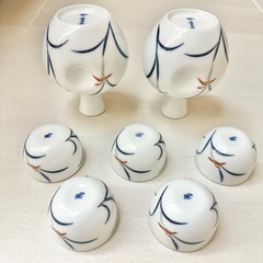 【ネット決済・配送】  香蘭社　酒器7点セット　オーキットシリーズ徳久利とぐい呑み　ビンテージ　花柄　蘭　ヴィンテージの画像