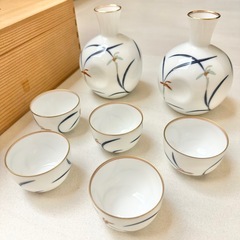 【ネット決済・配送】  香蘭社　酒器7点セット　オーキットシリーズ徳久利とぐい呑み　ビンテージ　花柄　蘭　ヴィンテージの画像