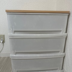 【ニトリ】3段収納BOX（白・木目）の画像