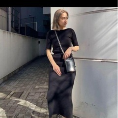 EVRIS ニットワンピース ロングワンピース ブラック 黒の画像