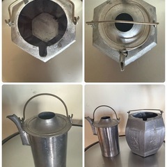 中国酒器 六角　酒燗器 紹興酒　ちろり 錫製酒器 アンティーク　時代物　年代物　レトロ　亀蓋　龍鳳　銚子　徳利　熱燗の画像
