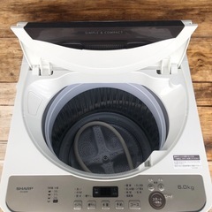 シャープ SHARP 全自動洗濯機 幅56.5cm 6kg ステンレス穴なし槽 ブラウン系 ES-GE6E-Tクリーニング済み 2021年製の画像