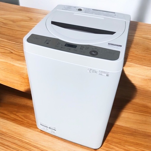 シャープ SHARP 全自動洗濯機 幅56.5cm 6kg ステンレス穴なし槽 ブラウン系 ES-GE6E-Tクリーニング済み 202