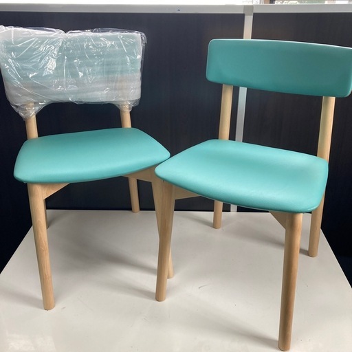 J012) ⭐︎新品・未使用⭐︎ 美品✨Oliver 椅子　チェア　オリバー　2脚で9000円‼️ティファニーブルー　木製　木製チェア　SCW-F670•AL•C　