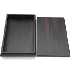 ss7810　唐木 葉書入 黒檀 木製 手許箱 小物入れ 高級感 文房具入れ 小箱 整理箱 トレー レターケース 手紙 はがき はがき入れ 中古の画像