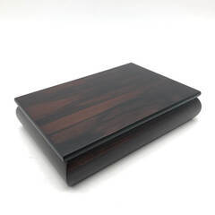 ss7810　唐木 葉書入 黒檀 木製 手許箱 小物入れ 高級感 文房具入れ 小箱 整理箱 トレー レターケース 手紙 はがき はがき入れ 中古の画像