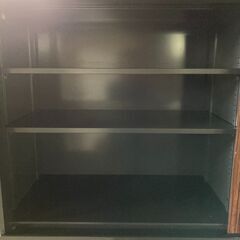 木目キャビネット コクヨ 鍵付 フラットスライド 上下分割 書庫 整理★S3332Aの画像