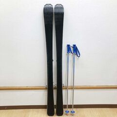 ss7996　ハート ジュニアスキー 3点セット 137cm ブラック ケース付き HERT QUEST STD スキー板 ビンディング ストック カービングスキー 子供用 スキー板 金具付き ジュニア用スキー 中古の画像