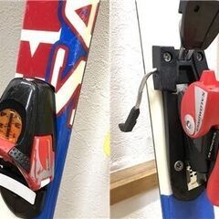 ss7997　サロモン ジュニアスキー 3点セット L140cm カラフル SALOMON CROSSMAX T スキー板 ビンディング ストック カービングスキー スキー板 金具付き ジュニア用スキーセット 中古の画像
