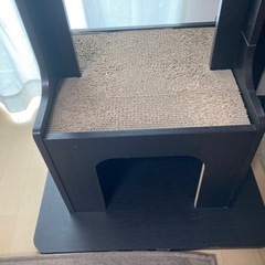 美品　キャットタワー　猫タワー　木製　キャットシェルフ　　シェルフ　家具調　棚の画像