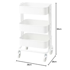 3段ワゴン 収納カート キッチンワゴン ＩＫＥＡ/イケア RASHULT/ロースフルト：ワゴン38x28x65 cm ホワイト の画像