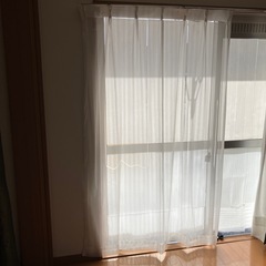 ニトリ/ホワイト・ストライプレースカーテン（お値下げしました）の画像