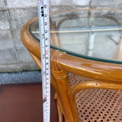 ラタン　ガラス　テーブル　②の画像