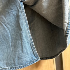 （決まりました！）GU デニムアシンメトリーウエストミディスカートYT+E ブルー　XLの画像