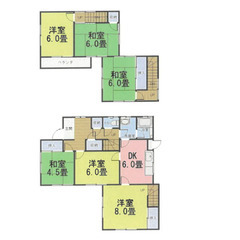 🉐【家賃値下げ38000円→35000円 大家族に嬉しい6DK】...