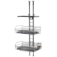 【定価24000円】突っ張り 水切りカゴ (カゴ２段＋棚１段) 川口工器 水切りラック シンク上 キッチン 日本製 燕三条 大容量 スリム つっぱり まな板 収納 カトラリーケース の画像