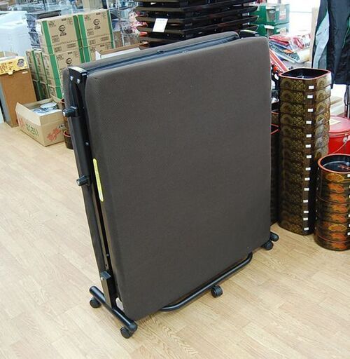 折りたたみベッド 幅90×奥200×高34cm シングルサイズ ダークブラウン系