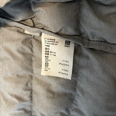 ユニクロ　UNIQLO 80㎝　ダウンコート　フード付き　グレーの画像
