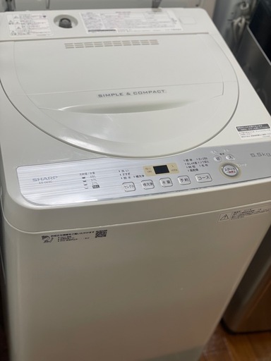 送料・設置込み可　洗濯機　5.5kg SHARP 2019年【分解クリーニング済み】