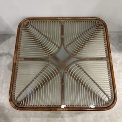 ラタン　ローテーブル　ガラス天板の画像