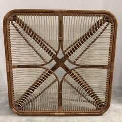 ラタン　ローテーブル　ガラス天板の画像