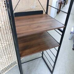 家電ラック ニトリ TA002 57 BK 黒×ブラウン木目調 ラック キッチンラック コゲ茶 幅57cm 57×45×190.5cm 冷蔵庫上収納 札幌市 西野店の画像
