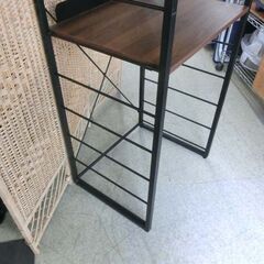 家電ラック ニトリ TA002 57 BK 黒×ブラウン木目調 ラック キッチンラック コゲ茶 幅57cm 57×45×190.5cm 冷蔵庫上収納 札幌市 西野店の画像